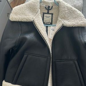 Black leather NEW jacket from Abercrombie and Fitch size L with tags